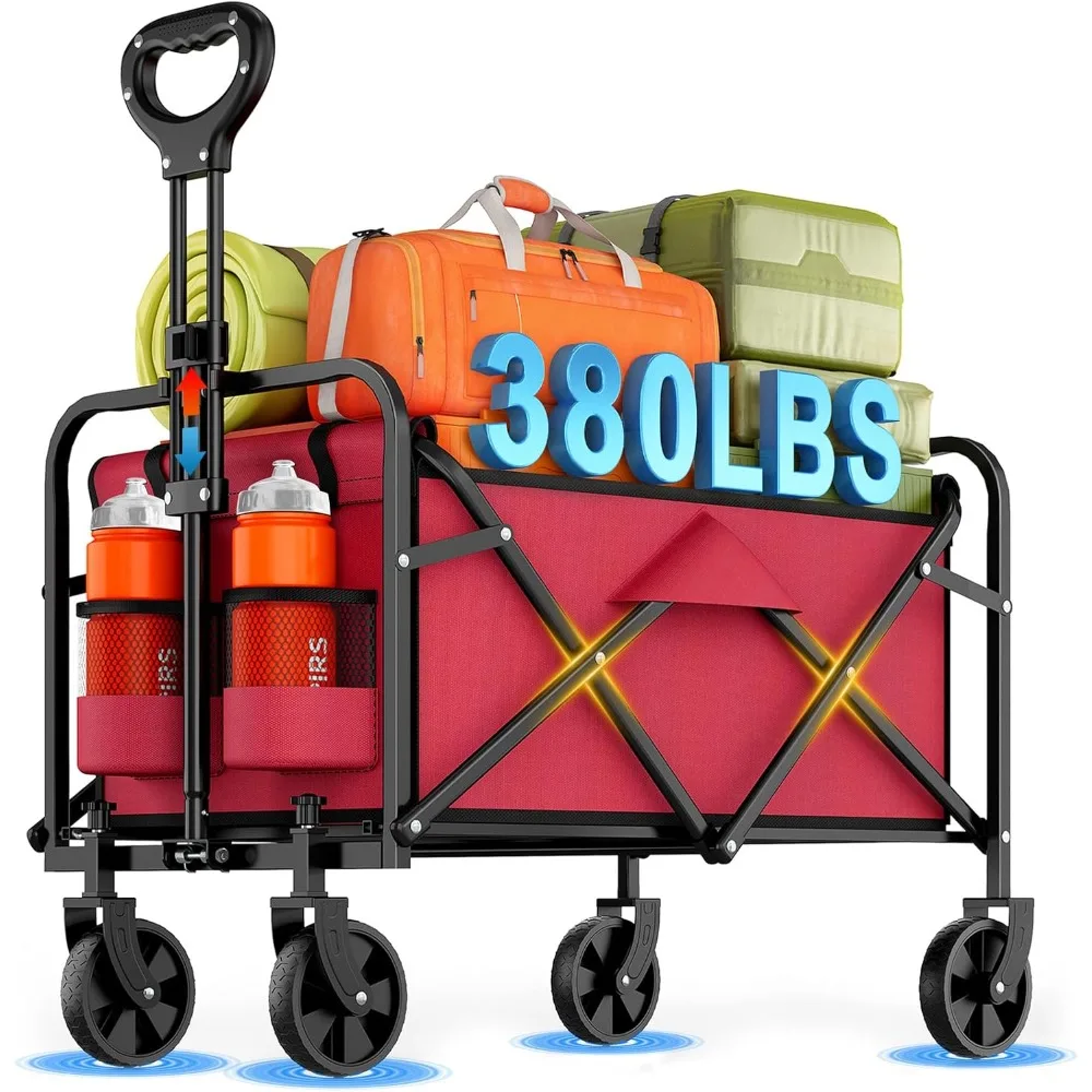 

Wagon Cart Foldable Beach Wagon with All-Terrain Wheels - 360 LBS Heavy Duty Grocery Cart for Shopping, Beach, Camping