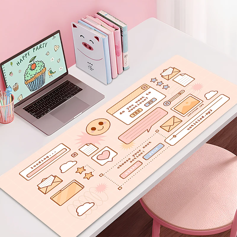 Desk Mat Cute Mousepad Anime Aesthetic Mouse Pad Cute Grid Pink Vaporwave XXL Gaming Deskmat 900x400 Kawaii Manga Mice Mat Soft