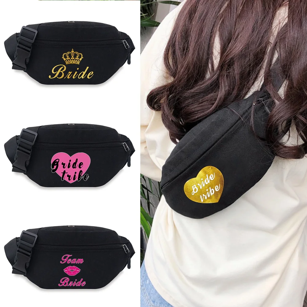 Outdoor Waist Bag  Travel Purse Waist Bum Bag Running Jogging Belt Pouch Zip Fanny Pack Mobile Phone Bag Bride Print Chest Bag