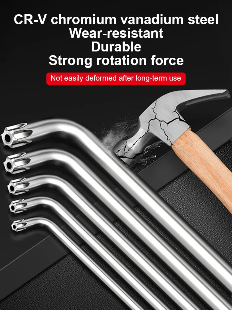 9PCS L Type Double-End Screwdriver Hex Wrench Set Allen Key Hexagon Flat Ball Torx Star Head Spanner Key Set Hand Tools