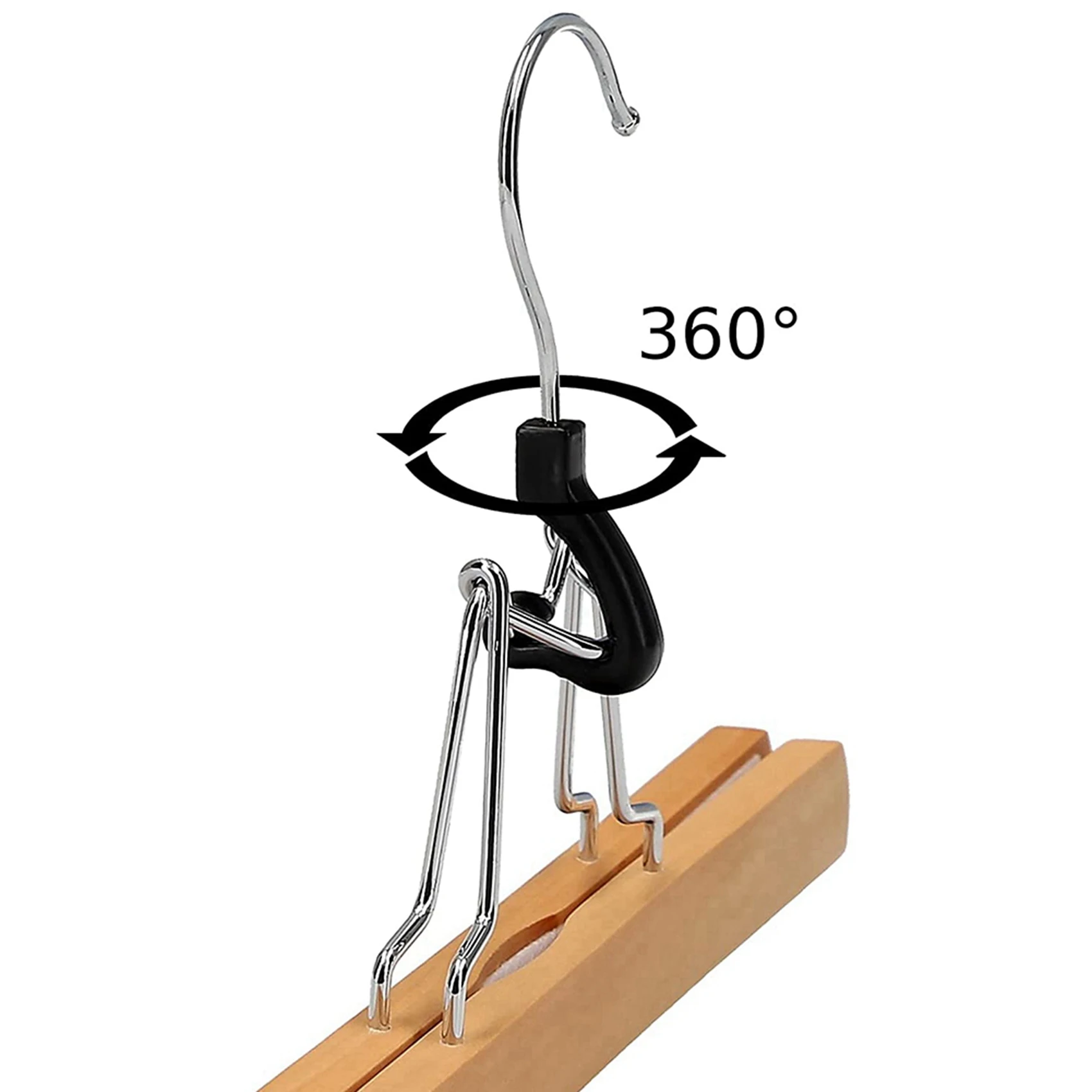 AFOURT-16er-Pack Hosenhalter für Zuhause, Holzstrecker, Klemmhalter, Rutschfest, mit Drehhaken, Schlafzimmer-Kleiderorganizer – Detail 3