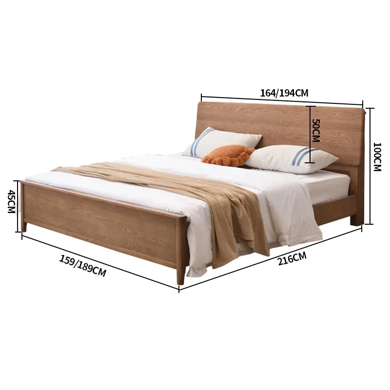 

Nordic solid wood bed, light luxury style, master bedroom bed log bed, ash wood solid wood bed