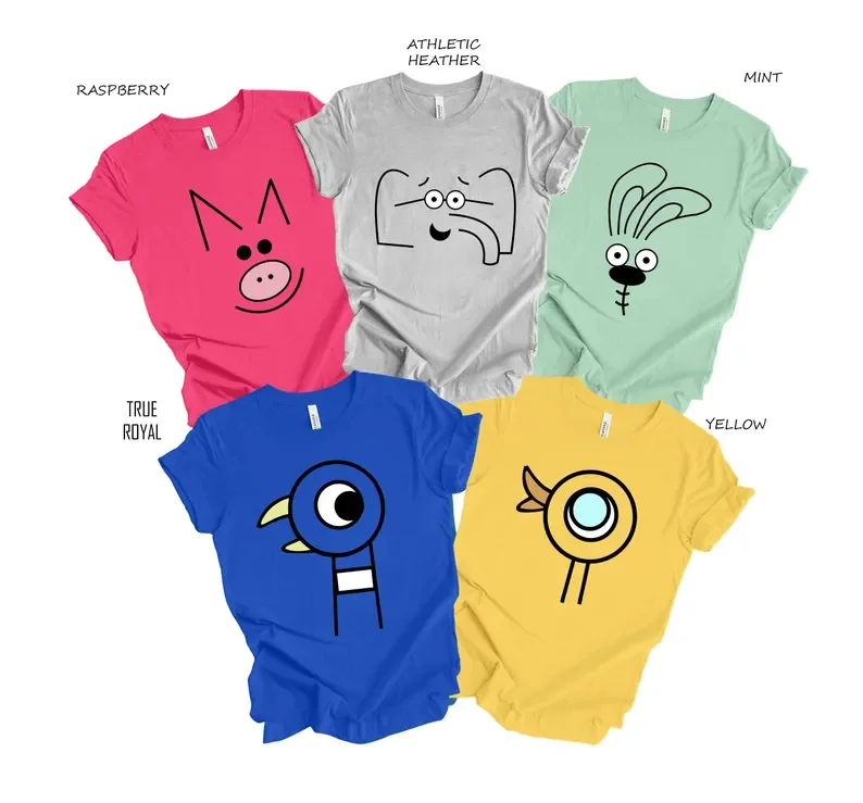 Elephant and Piggie Character Day Matching T Shirts, Mo Willems Teacher Costume Tees, Book Costume Couples Shirt