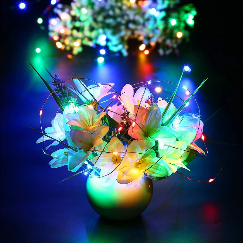 10pcs 3M 5M Copper Wire LED String Lights Bateria Operado Iluminação do feriado Fairy Garland Para Christmas Tree Wedding Party Decor