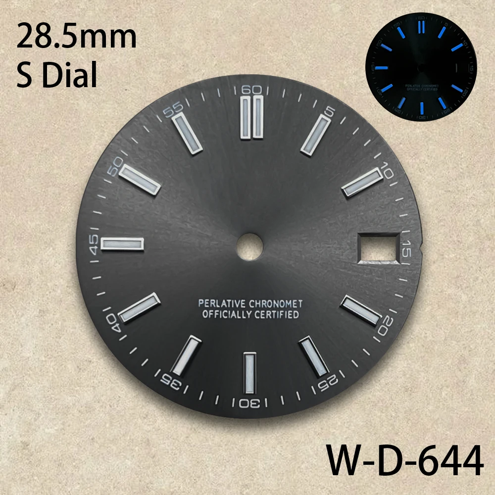 28.5mm Sunburst S Dial Fit NH35/NH36/4R Japanese Movement Blue Luminous High-Quality Dial Watch Modification Accessories