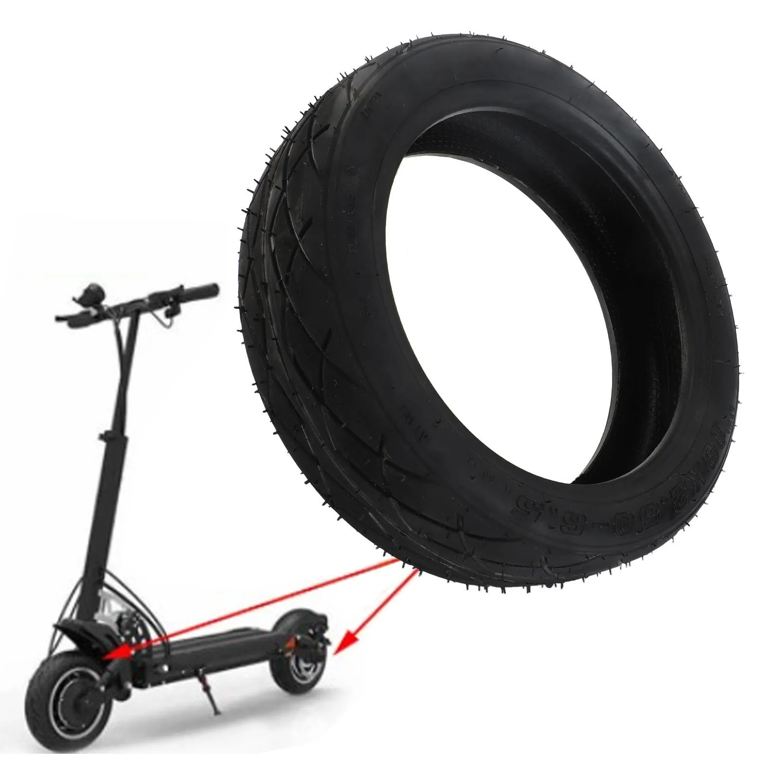 

10x2.50‑6.5 Tires 10x2.50‑6.5 Vacuum Tire Excellent Grip Wear Resistance Anti Aging Design for Electric Scooter