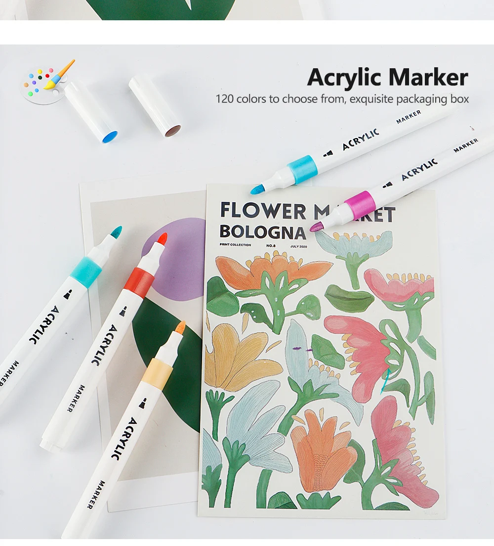 Kunstmarker mit 12–120 Farben, Hartspitze, Acrylmarker zum Malen, Zeichnen, DIY, CD-Becher für Studenten, Anfänger, Kunst, Schulbedarf – Detail 10