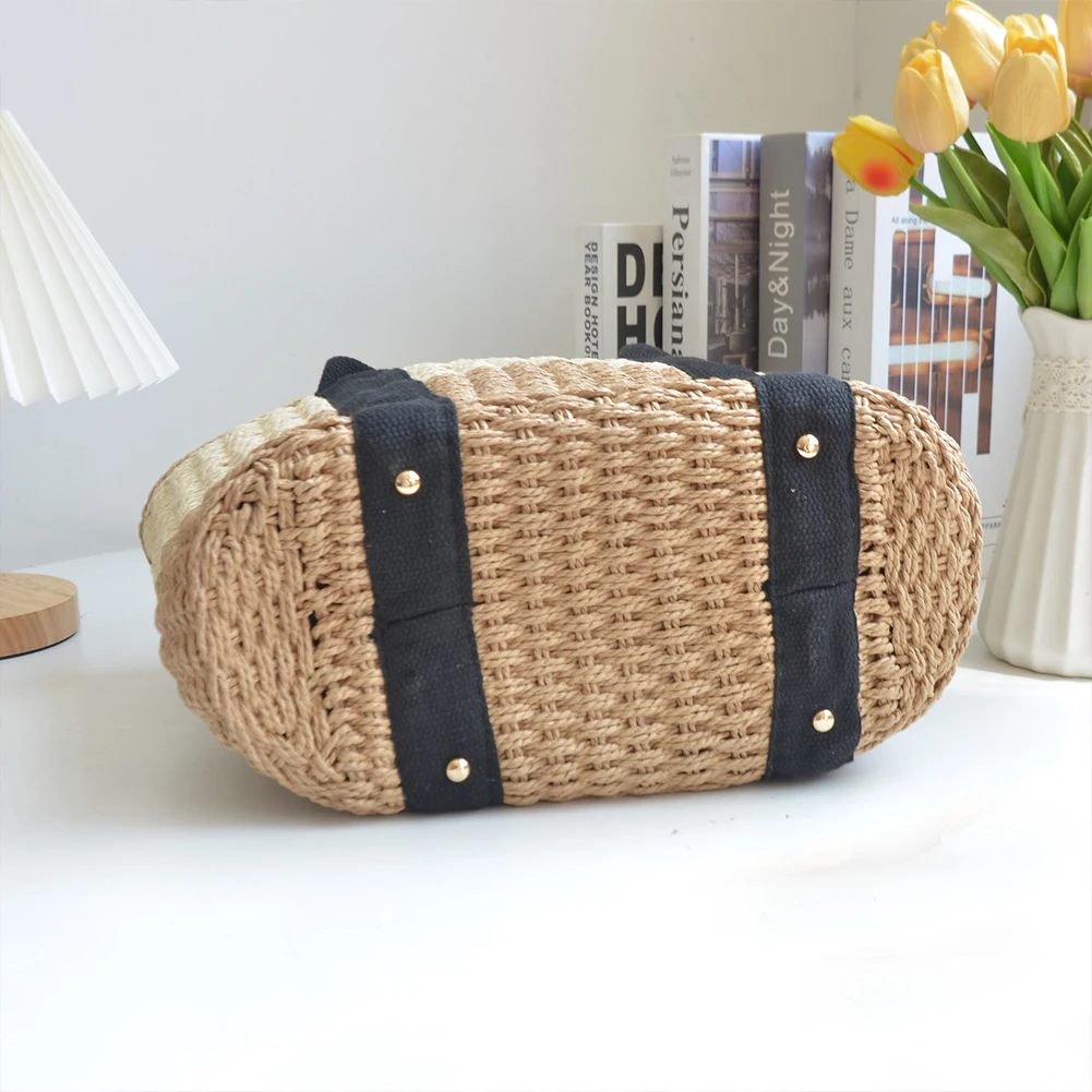 حقيبة حمل كاجوال من القش للنساء ، مصمم ، سعة كبيرة ، حقيبة كتف ، حقيبة شاطئ ، محفظة سلة سفر للسيدات ، موضة جديدة ، صيف #5