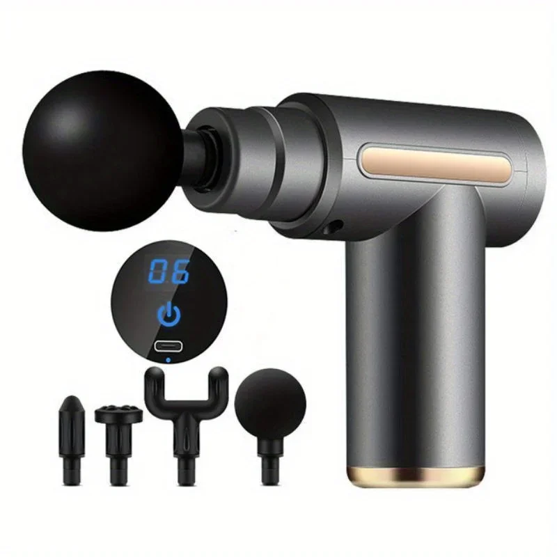 Draagbaar fasciaal massagepistool Elektrisch percussiepistool Massager Lichaamsontspanning met LED-touchscreen 4 vervangbare massagekop