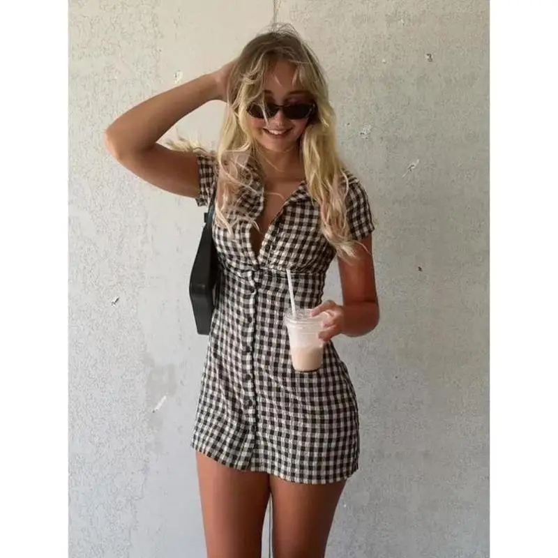 

Women's Plaid Print irt Collar Dr Seven Sve Long Autumn Season Cross-Border New Sle Casual Sportswear Set