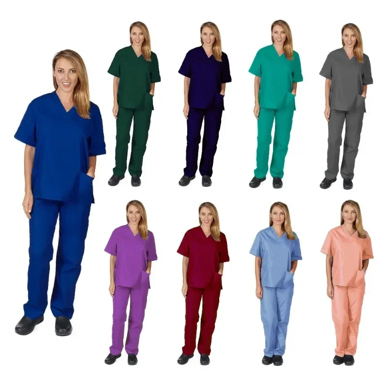 

Medical Uniform Nurse Women Scrubs Short Sleeve Pocket Workers Nursing Workers Scrubs Dentistry Work Clothes Set Nurse Uniform