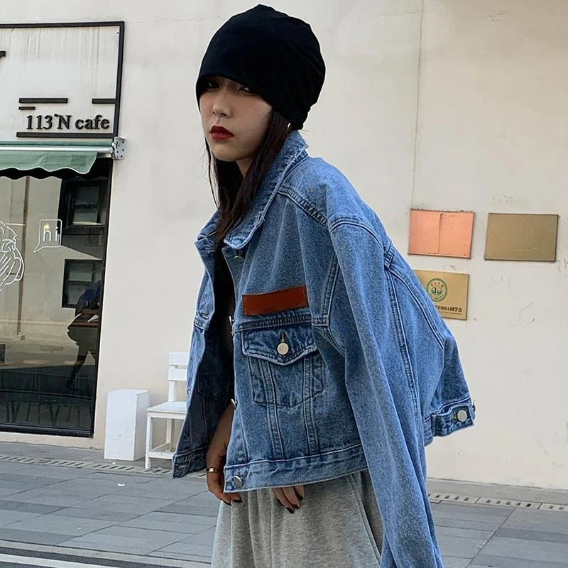 

Basic Jackets Women Pockets High Street BF Style Baggy Cozy Cool Girls Vintage Crop Tops Neutral Hipster Casual Autumn Harajuku