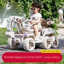 Children's Electric Excavator Two Riders Rechargeable Four-wheel Drive Vehicle Remote Control Engineering Vehicle