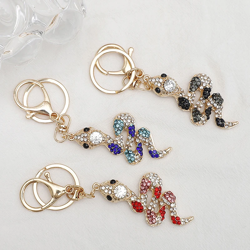 

Creative Alloy Diamond Studded Water Diamond Zodiac Snake Alloy Keychain Car Bag Pendant Gift Key Hangings Ornaments