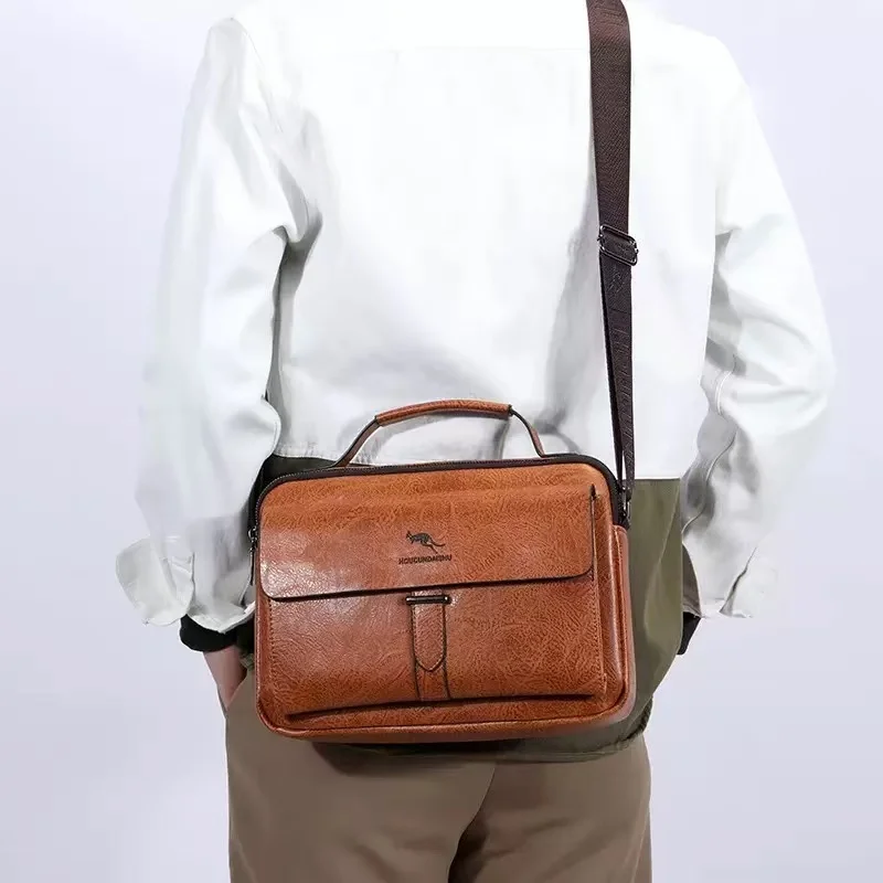 

Luxury Brand Men's designer bag Vintage Shoulder Bag PU Leather Messenger Bag Fashion Crossbody Bag Male Handbag For IPAD