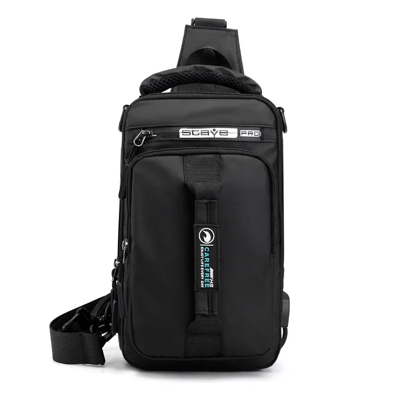 Men Nylon Backpack Rucksack Messenger Bag with USB Inter Male Sling Chest Bag Cross Body Shoulder Bags Knapsack Handbag 4 USES