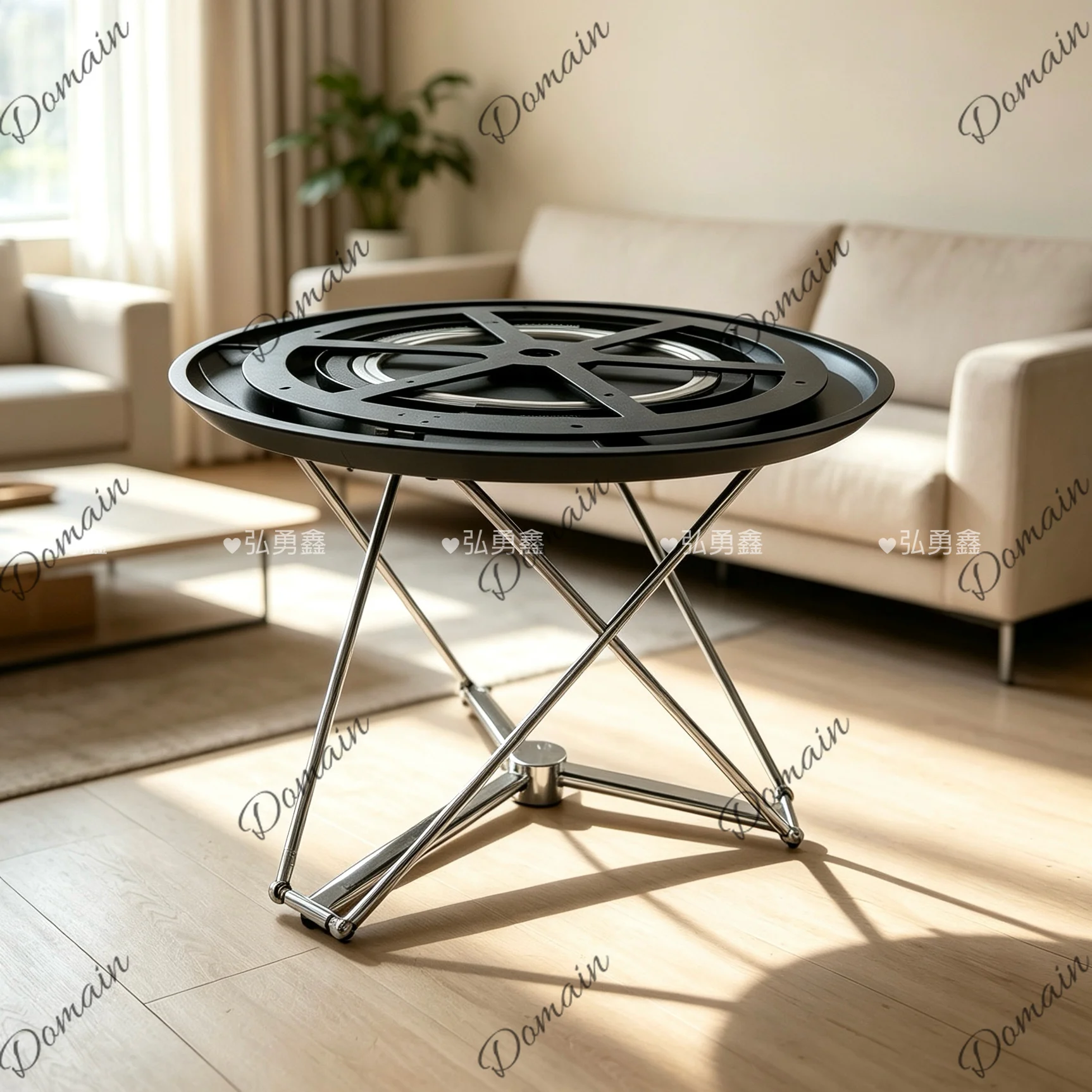 Lifting Bauhaus light luxury minimalist coffee round table deformation lifting high dining table legs