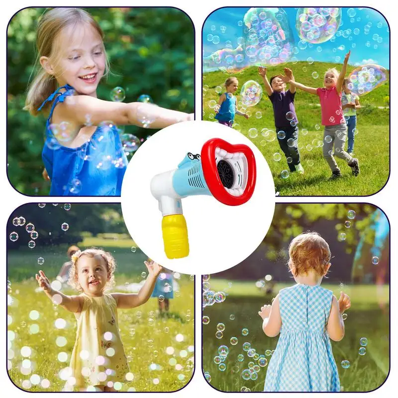 Macchina per bolle per bambini Macchina per bolle elettrica a bocca grande Macchina portatile da spiaggia portatile a 10 fori per divertimento in giardino per ragazzi e ragazze nel cortile