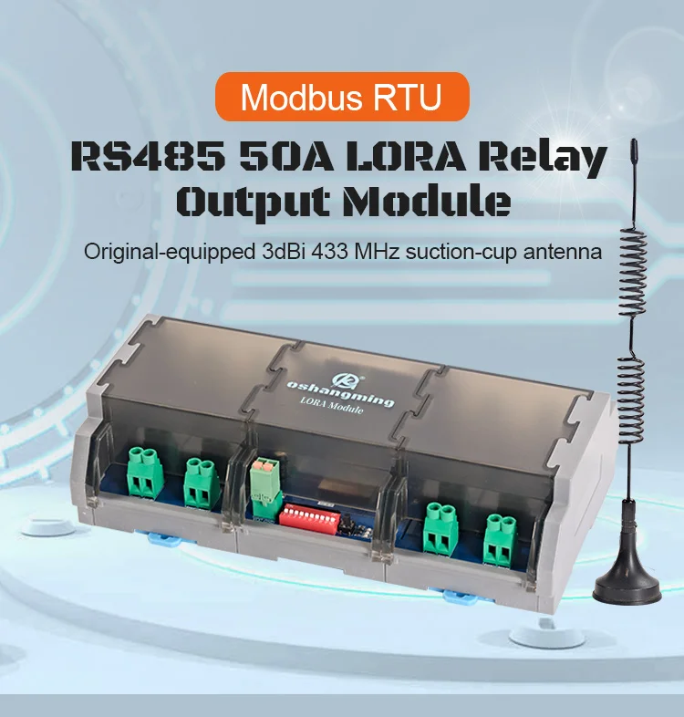 Oshangming 8 RS485 Lora Relay Output Module 50A Single Open Relay  DC12/24V Modbus RTU with Software N8H50A-T4R