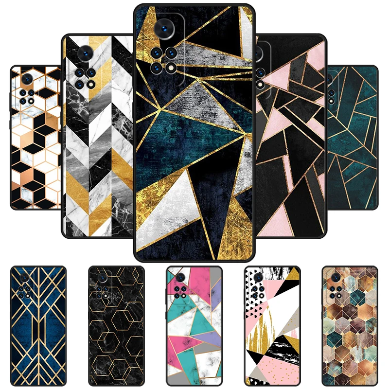 Marble Geometric Art Phone Case For Redmi Note 11 EPro 11S 10T 9S Promax 8 Pro Xiaomi Mi 11 12X 12S Ultra Cover