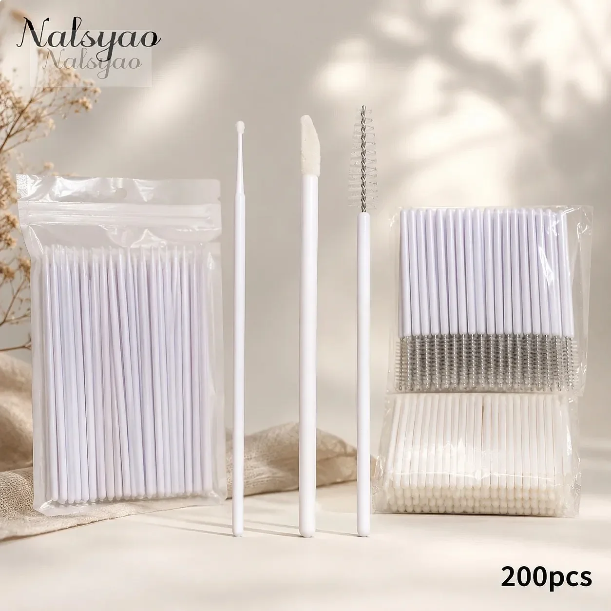 200pcs Eyelash Extension Removal Brush Micro Applicator Wand Lash Cleaning Tool Soft Cotton Tip Brush