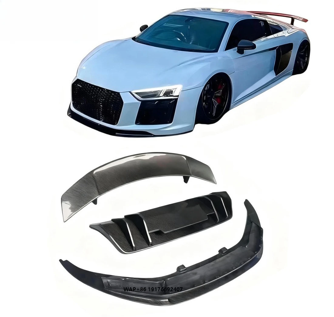 

Для Audi R8 V8 V10 2016-2019: Комплект обвеса V-стиль из карбона (передний сплиттер, задний диффузор, спойлер)