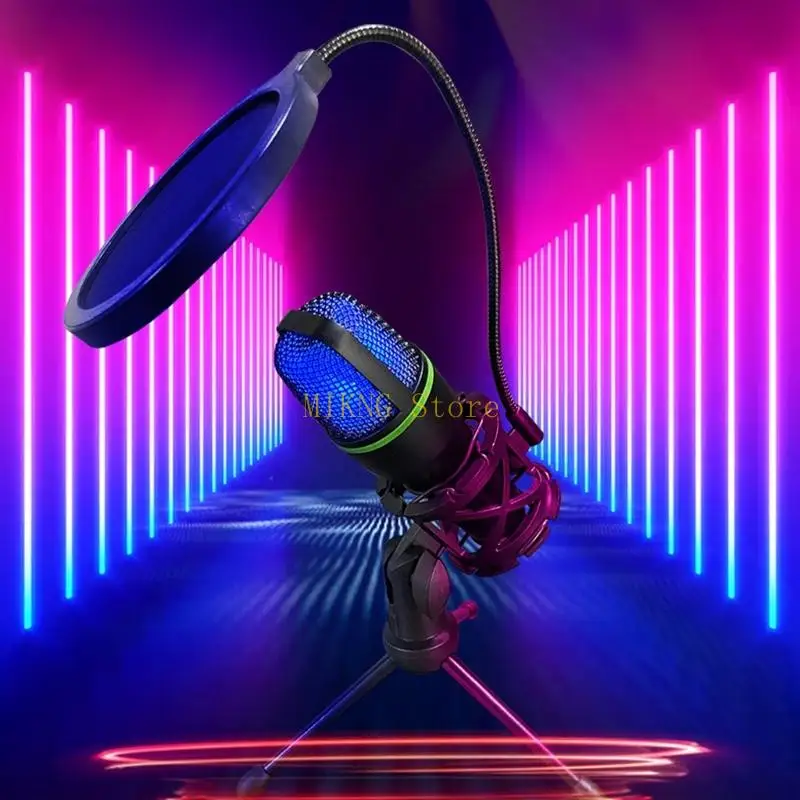 콘덴서 마이크 USB 게이밍 마이크 내장형 LED 조명으로 게임 및 녹음 경험 향상 베스트 세일
