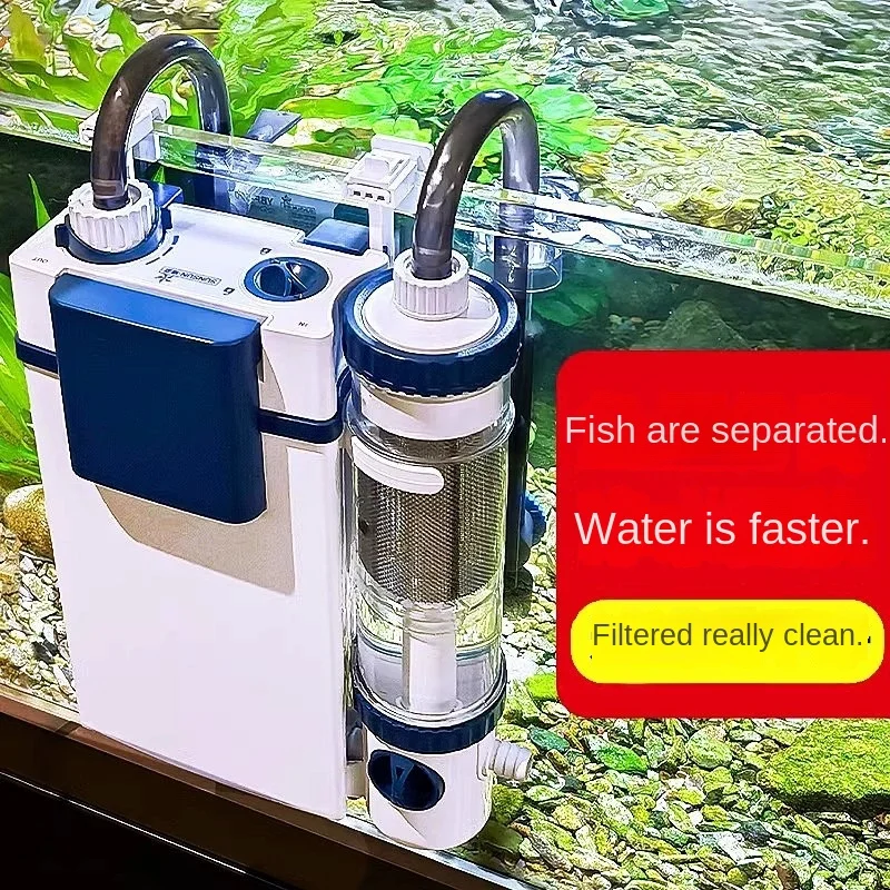 Image of SUNSUN neuer Aquariumfilter YBF-500 Sauerstofffiltration integrierte Maschine Wasserreinigungspumpe Wandmontierte Fischtoilette