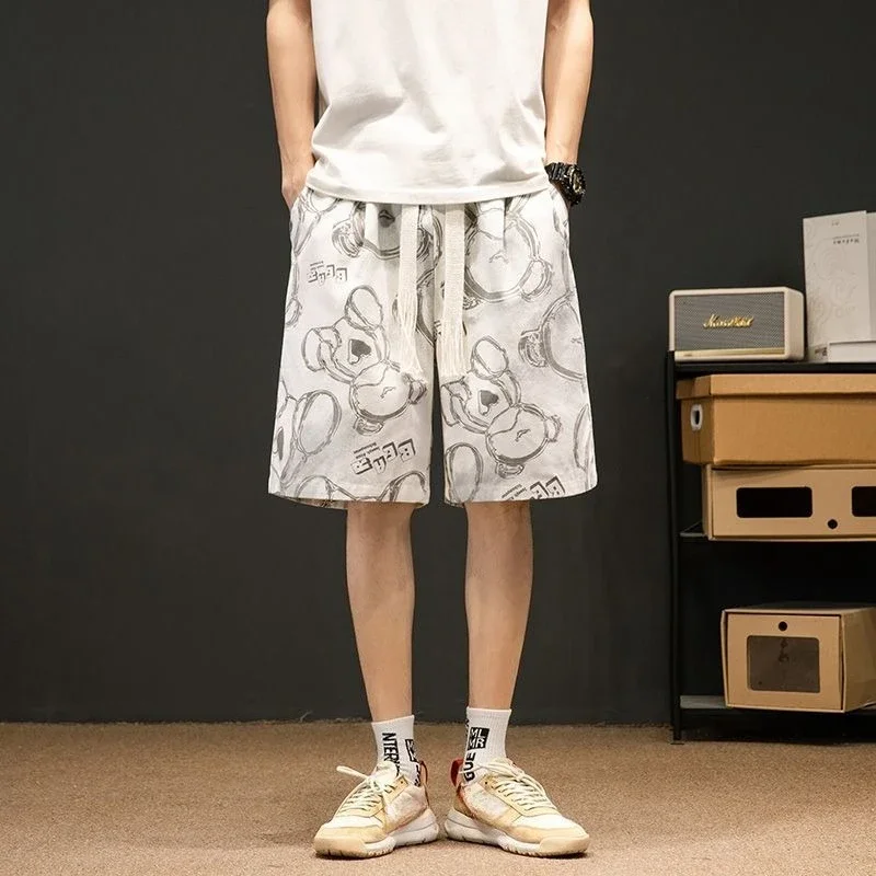 

Короткие брюки для пляжного человека, свободные шорты на шнурке с карманами для мужчин, быстросохнущие мешковатые широкие персонализированные повседневные шорты Y2k Thin Ice