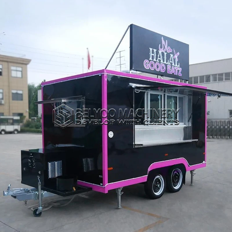 

Belyoo Hot Sale Custom Mobile Food Truck Trailer Fully Equipped Mobile Kitchen BBQ Hot Dog Pizza Ice Cream Snack Bar for Sale
