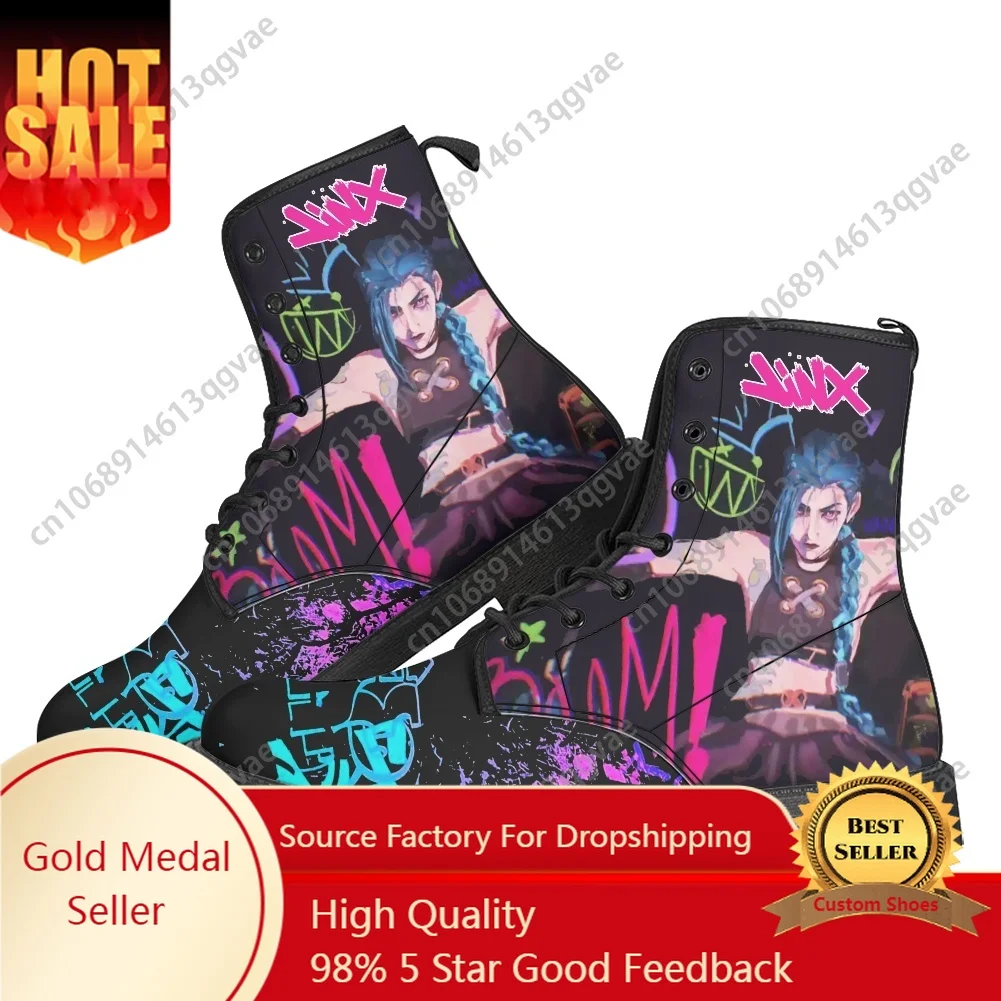 

Anime Game Characters Arcane-Jinx Boots Mens Womens Teenager Shoes Casual Boot Outdoor High Quality Couple Customize Made Shoe