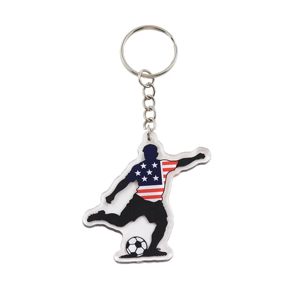 USA-Flagge Fußballspieler Acryl-Schlüsselanhänger USA 2026 Fußballstar Silhouette Schlüsselring Sportfan-Souvenir Taschenanhänger Schmuck Geschenk – Detail 2