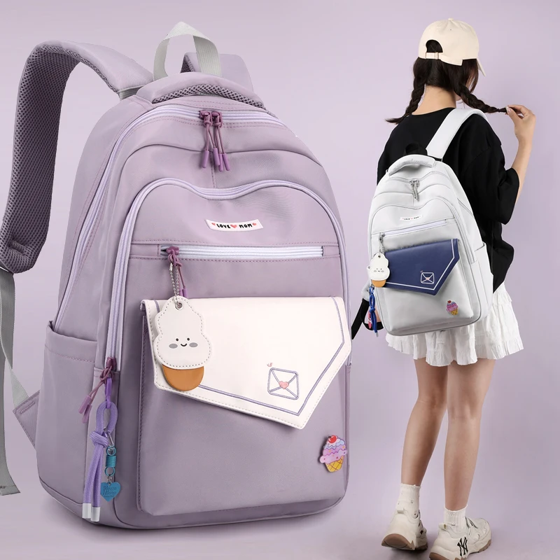 

Cute Waterproof Travel School Bag Women Nylon Laptop Fashion Ladies Student Girl Boy Book Bag Female College Backpack Trendy