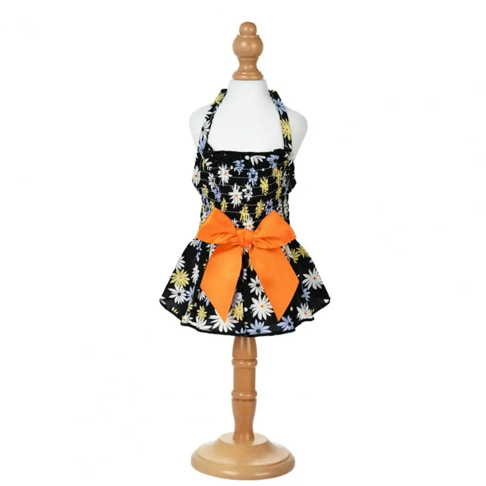 Pet Halter Dress  Fine Workmanship   Dog Princess Dress Flower Print Pet Dog Bowknot Princess Dress