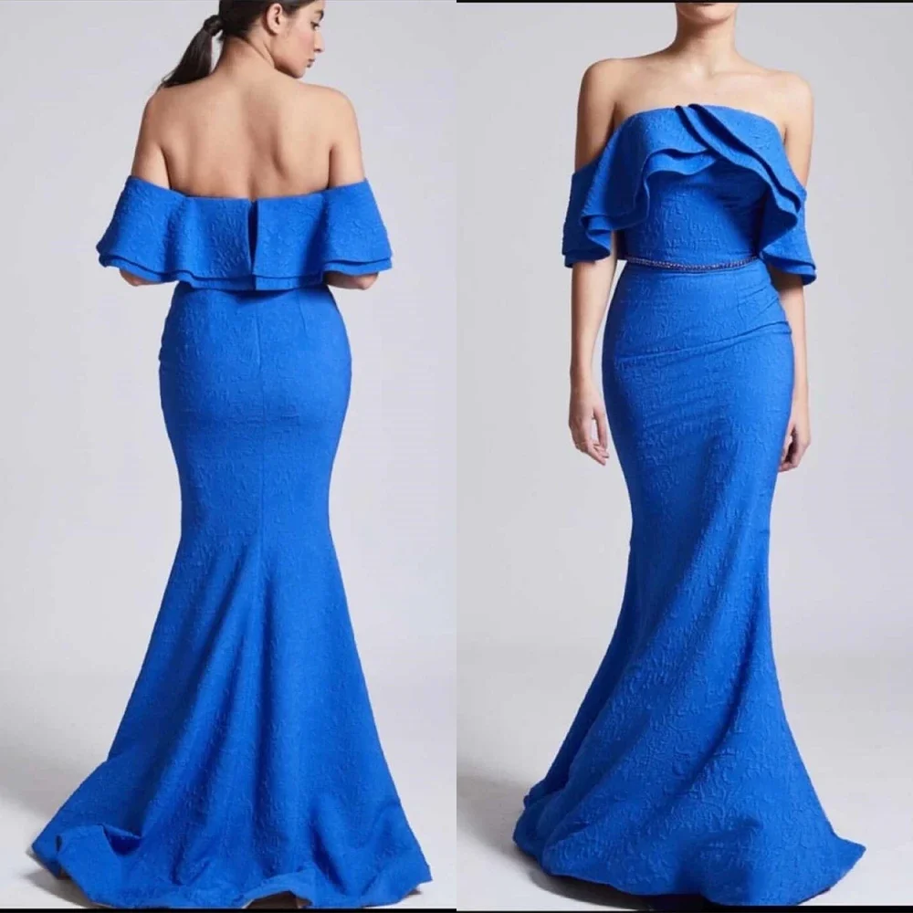 

Yipeisha Fashion Simple Off-the-shoulder Mermaid Evening Contoured Satin Custom Luxury Evening Dress