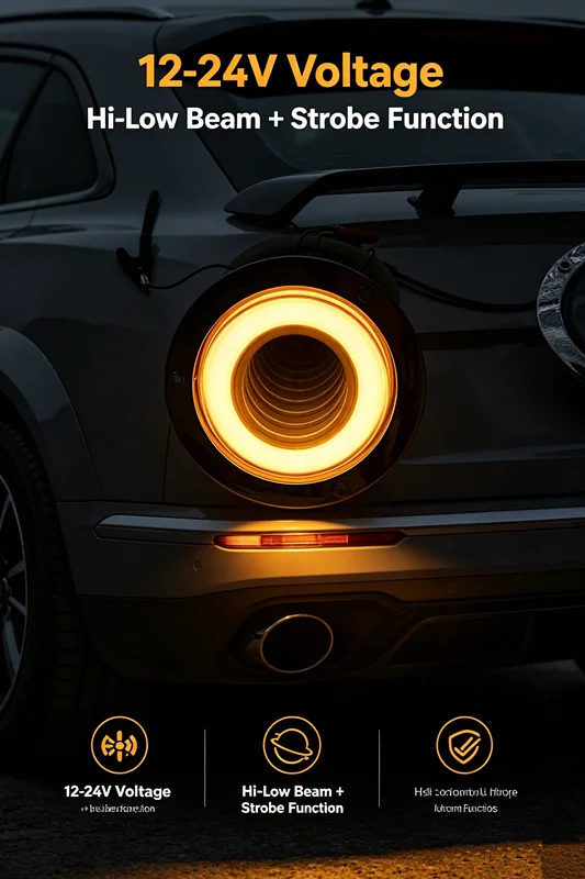 4 Stück 4" Runde Rückleuchten Tunnellichter LKW-Anhängerleuchten 12-24V Blinker Bremslicht LKW-Stroboskop-LED-Lampe – Detail 7