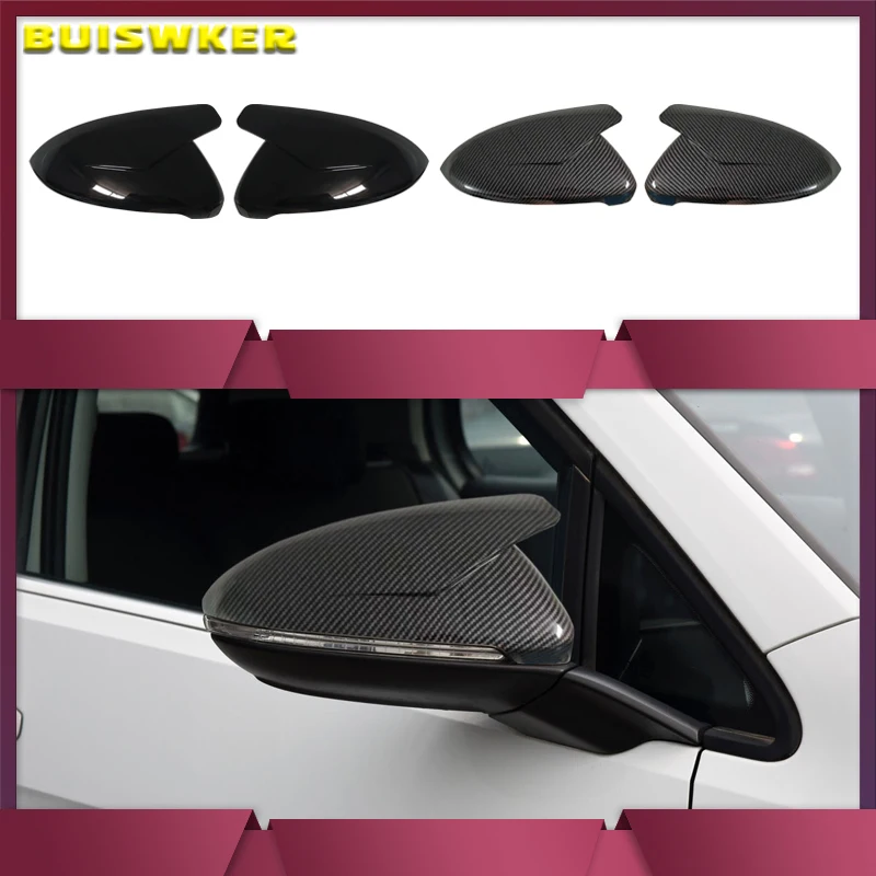 

For VW Golf 7 MK7 GTI Side Rear View Mirror Cover Caps For Touran 2014-2018 Carbon fiber Glossy Black Mirror Case Auto parts