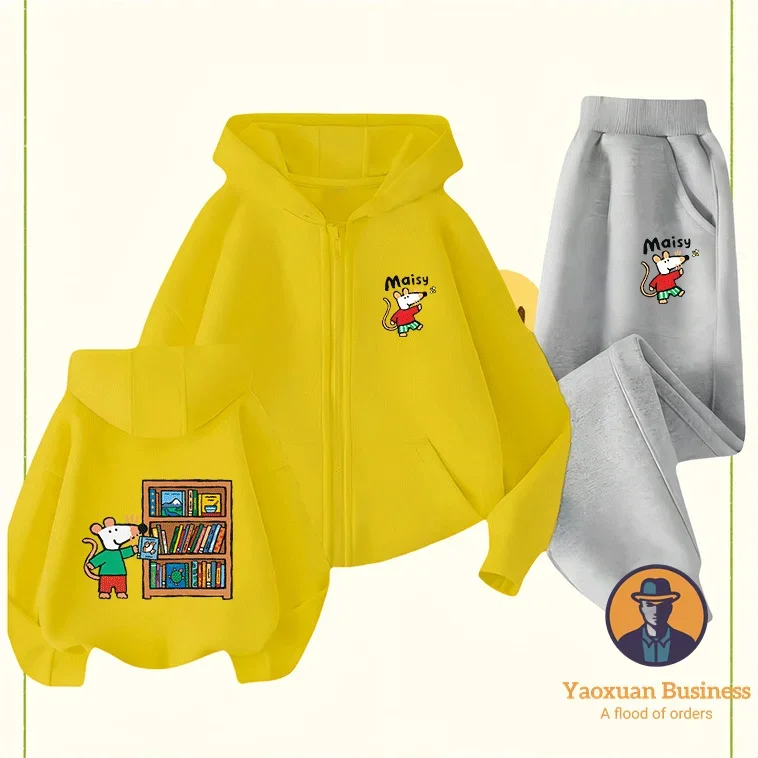 Nieuwe collectie Maisy Mouse meisjes jongens kinderen hoodie met rits schattig bedrukt cartoon winddicht warm herfst winter stijlvol