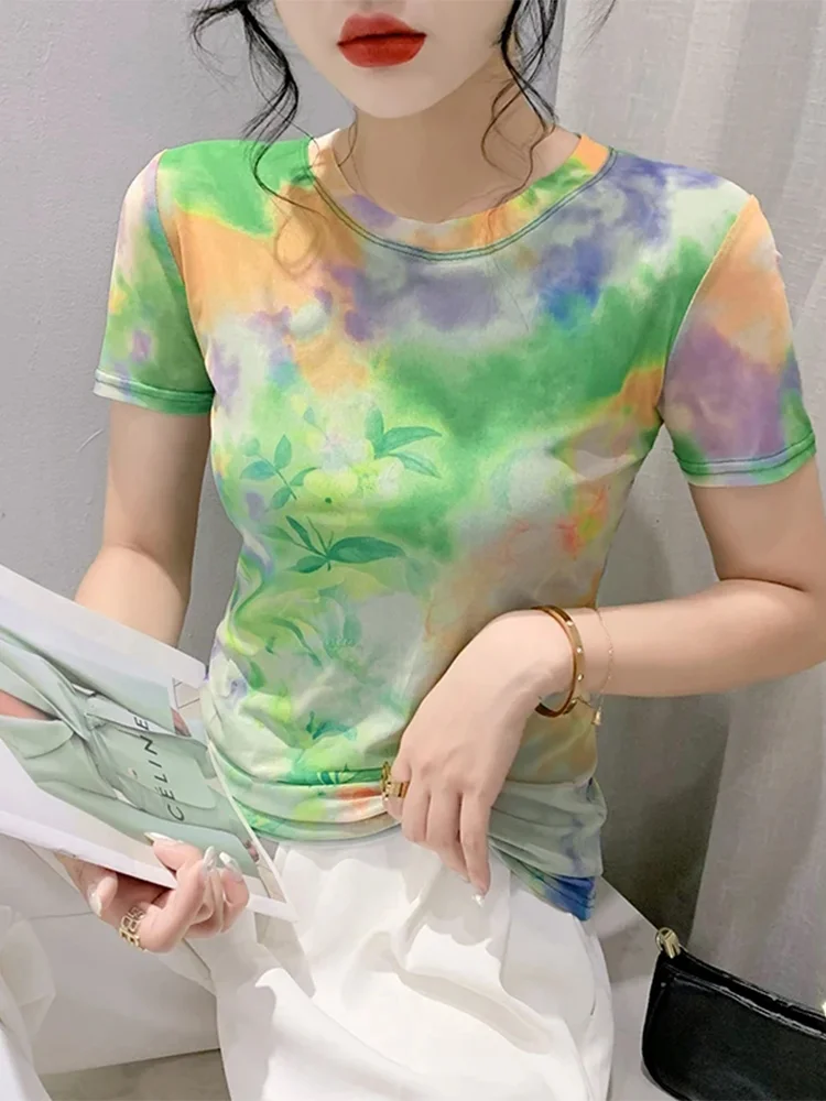 

Winsleter Summer Streetwear Tshirts Short Sleeve Tees Ladies Sexy O Necks Position Printed Slim Tops New 2023 T36907JM