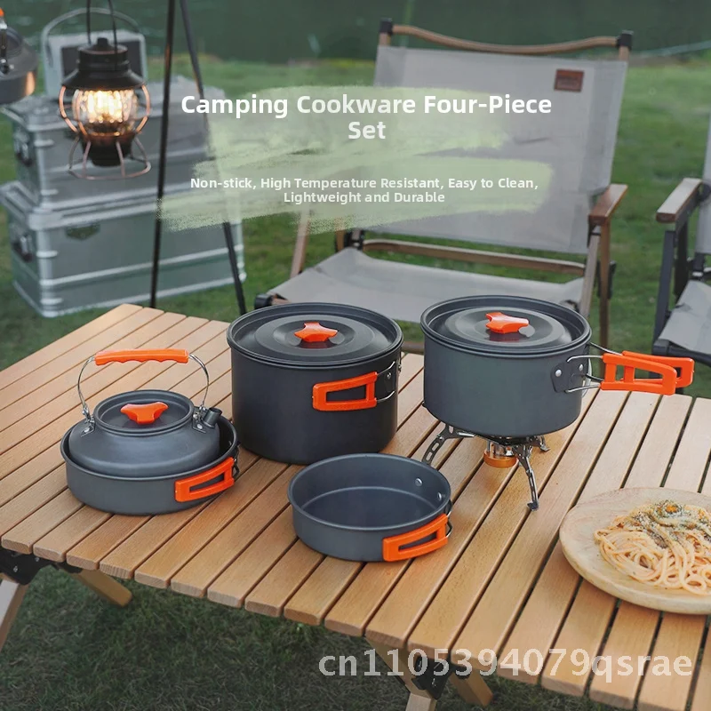 

Набор уличных кастрюль из алюминиевого сплава, портативная складная посуда для кемпинга, полный набор, включая чайник для жарки, кипячения соута, кухонные принадлежности для 3-8 лет