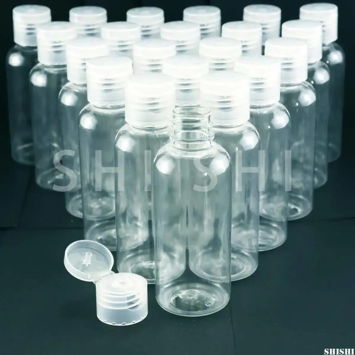 

30 Pcs Clear Flip Lid Bottles Cosmetic Sample Containers Travel Liquid Shampoo Refillable Vials Plastic PET 5ml 50ml 60ml 100ml