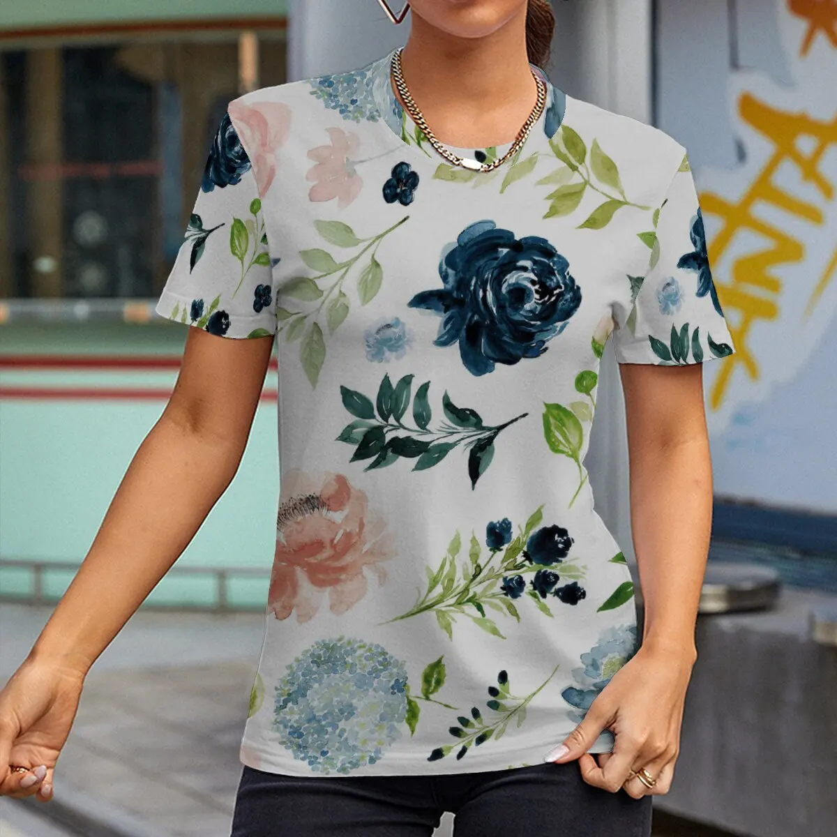 Seeyoushy Blumen druck Frauen Kurzarm O-Ausschnitt Top 3d gedruckt Sommer lässig Mode Damen T-Shirt y2k ästhetische Streetwear