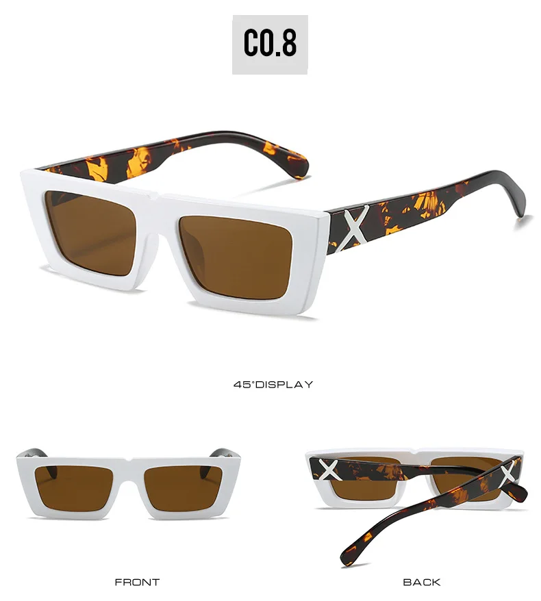 Kleine quadratische Sonnenbrille mit personalisierten Bügeln, X-Modellierung, für Damen und Herren, UV-Schutz, für den täglichen Gebrauch und Streetwear – Detail 14