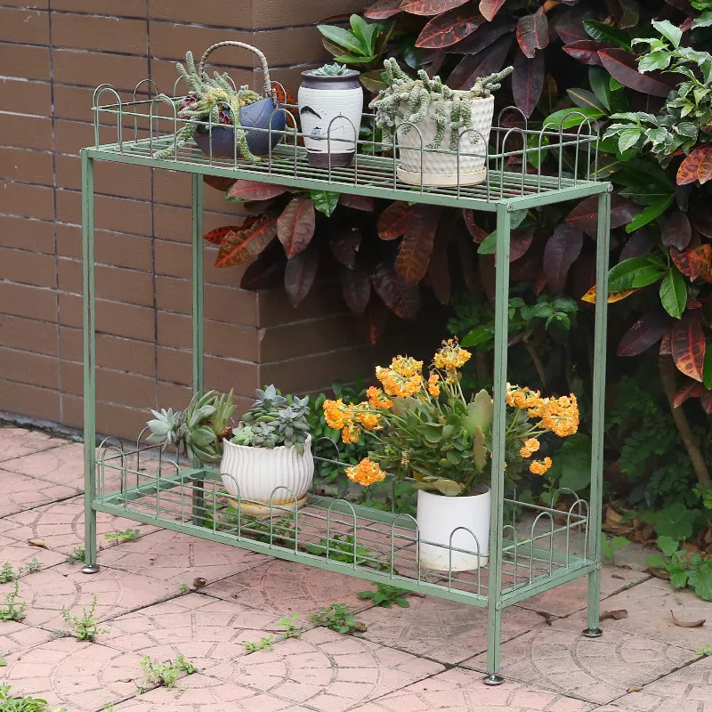 Multi-Tier Iron Plant Stand Floor Standing Flower Shelf for Balcony Succulent Pot Display Rack Rustic Metal Planter Organizer