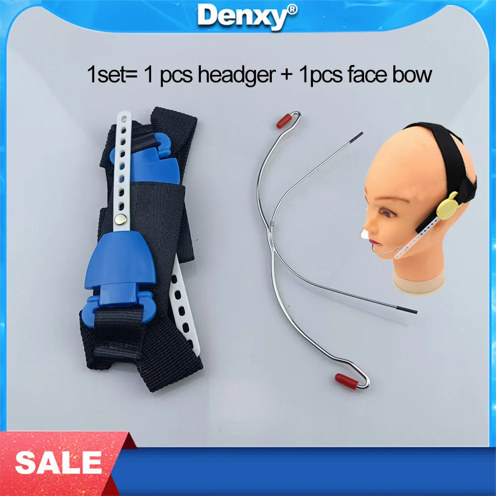 DENXY 1 Set Orthodontic Head Cap Headgear With Safety Button Face Bow Reverse Pull Dental Face Appliance Headgear