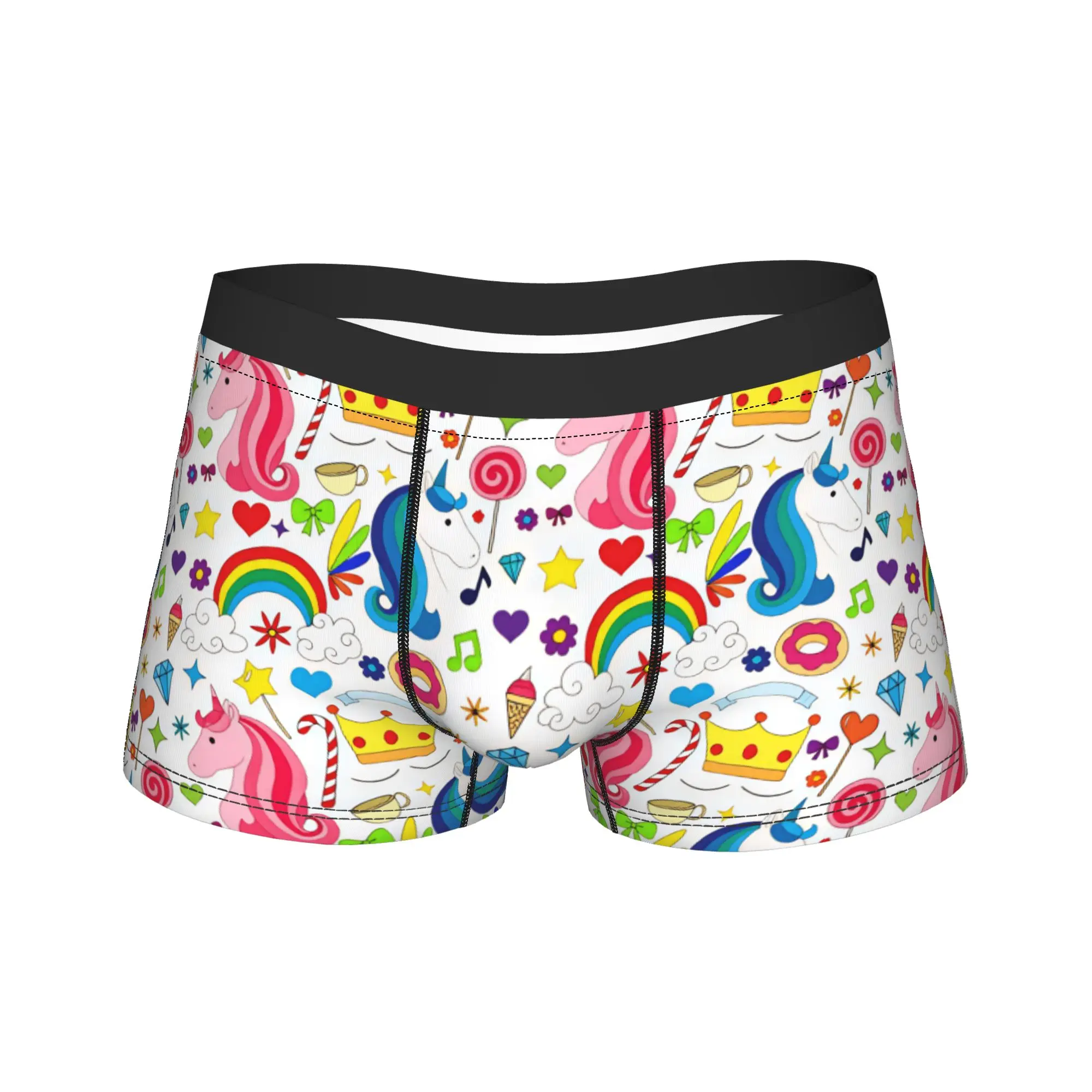 Seamless patterns of colorful cute Unicorn design Boxer Shorts  3D Pouch Underwear High Quality Custom DIY Boxer Brief Panties