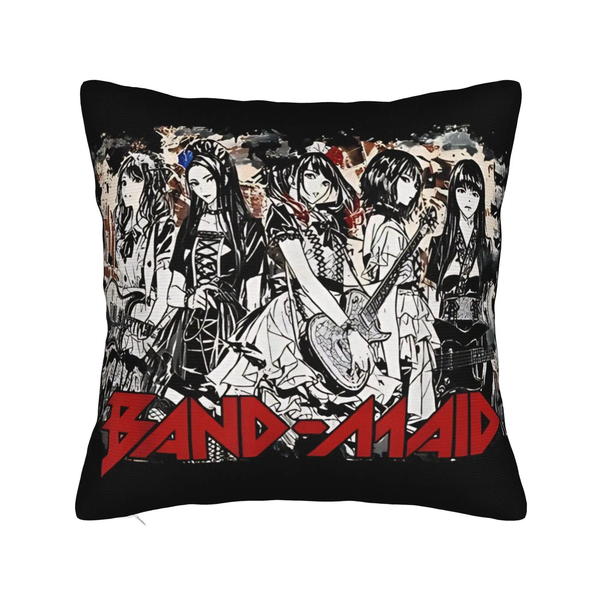 Girls Attack Band Maid Square Pillowcases Polyester Home  Cushion Cover Cool Home Decoration Pillow Cover 40*40