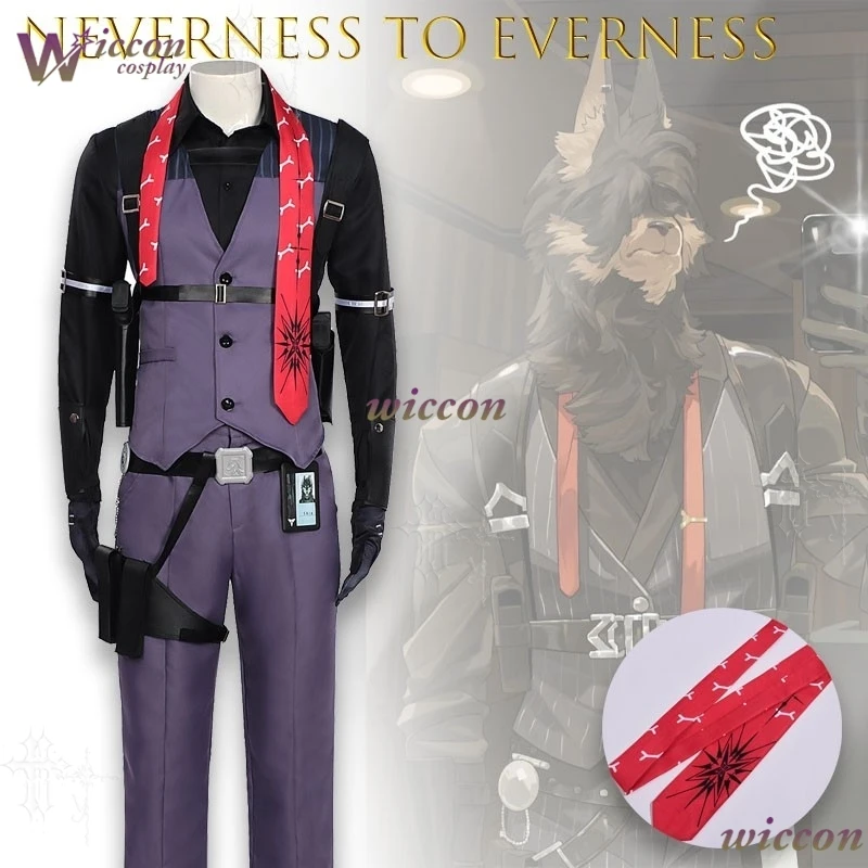 MoeMimic Anime Game Neverness To Everness Cosplay Skia Costume Furry Furrsuit Handsome Suit Coat Vest Pants Belt Bag Full Set view 2