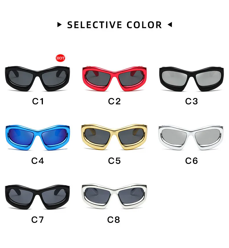 Neue Mode Blau Spiegel Y2k Sonnenbrille Für Frauen Vintage Übergroßen Cat Eye Sonnenbrille Männer Hip Hop Punk Brillen Weibliche Shades – Detail 3