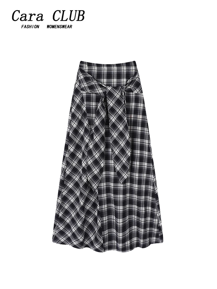 High Waist Plaid A-Line Skirt for plus Size Women Summer Slimming Meat Covering Pear Shape Body High Waist Korean Style Commu...